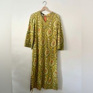 Ramona Pull 1970s Vintage block print Indian kaftan caftan